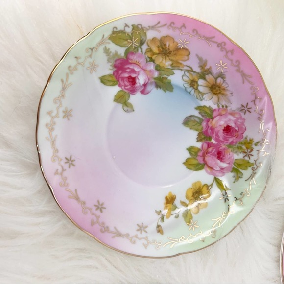 Vintage R. S. Prussia Replacement Chocolate Set Saucer Roses Pink Green Blue - Picture 3 of 6